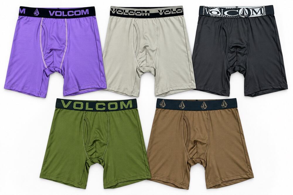 Volcom Performance Fly Front Longer Leg 7.5 Inch Boxer Briefs 5 Pack NWT — Small